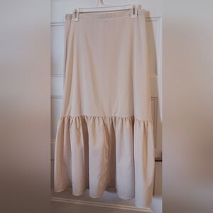 HYFVE High Waist Ruffle Hem Midi Skirt w/ Zipper